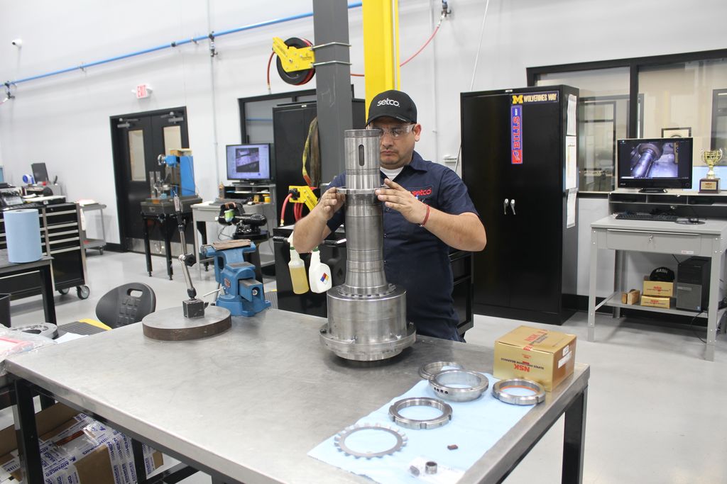 Setco worker working on a Spindle